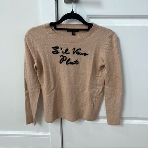 Tan Sweater with Black Embroidery